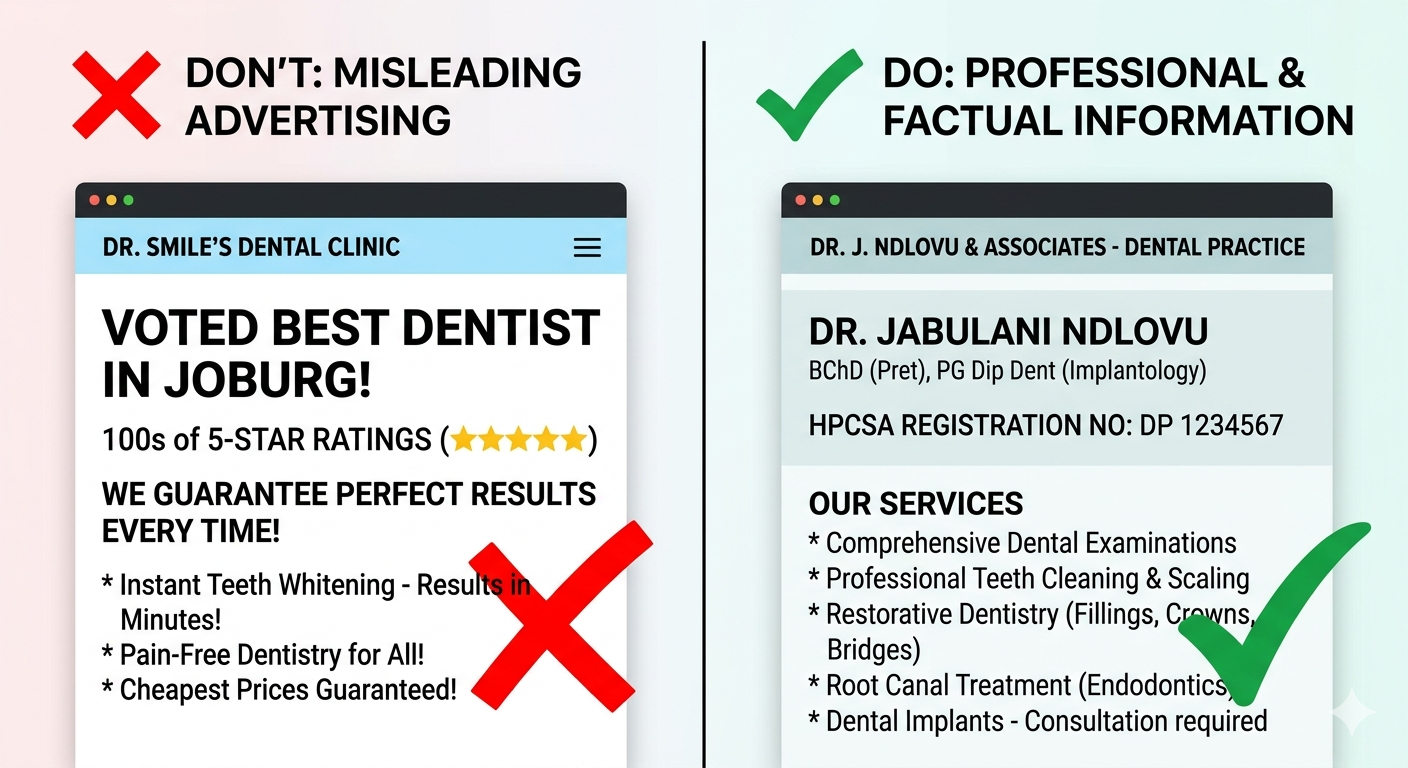 Comparison of compliant vs non-compliant healthcare website content